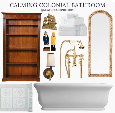 New England Interiors • Calming Colonial Bathroom • Bath, Faucet, Rug, Sconce, Mirror, Towels, Nautical Accents, Mahogany Furniture. 🛁⛵️

TO SHOP: Click the link in bio or copy and paste link in web browser 

#newengland #colonial #antique #vintage #nautical #bathroominspo #bathroomreno #interiordesign #calm

#LTKhome