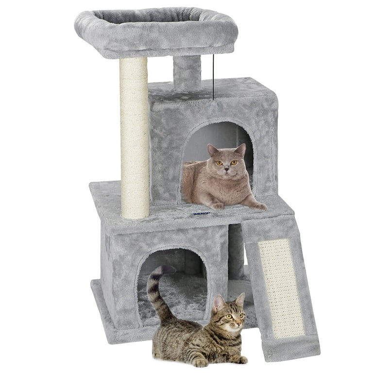ZENY 34-in Cat Tree & Condo Scratching Post Tower Play House, Gray | Walmart (US)