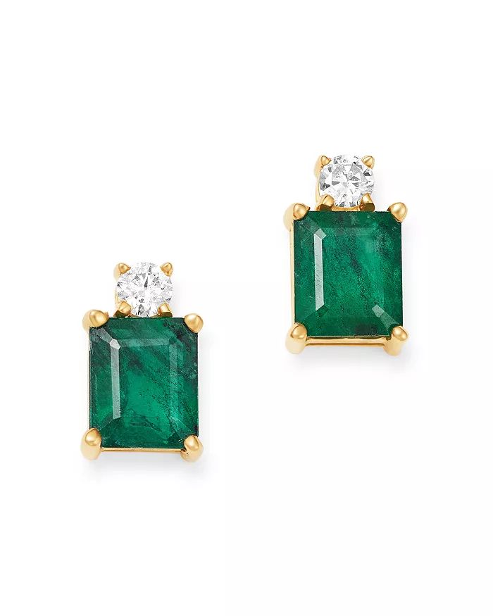 Emerald & Diamond Stud Earrings in 14K Yellow Gold - 100% Exclusive | Bloomingdale's (US)
