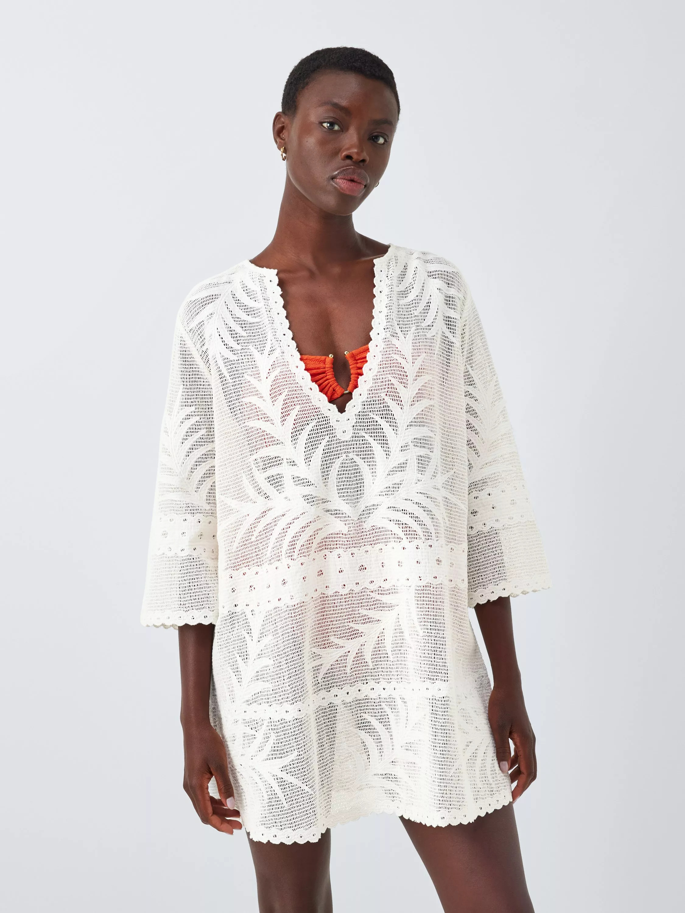 John Lewis Jacquard Kaftan, Ecru | John Lewis (UK)