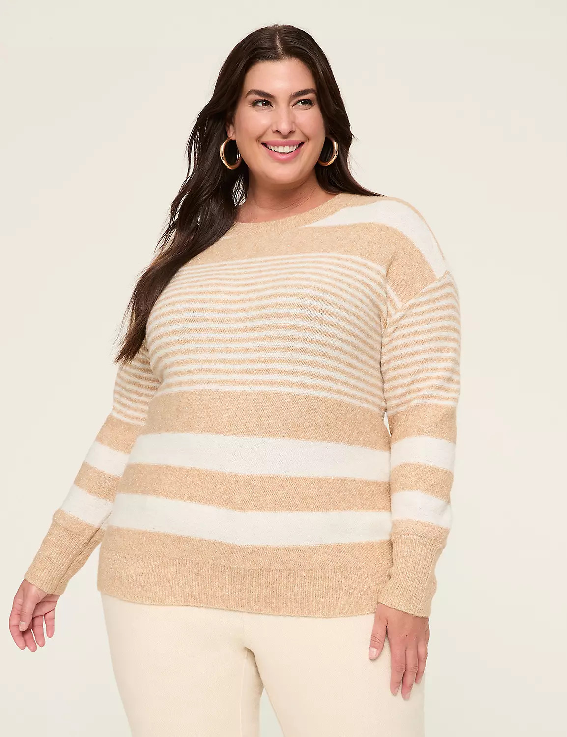 Lurex Shimmer Crew-Neck Striped Sweater | Lane Bryant (US)