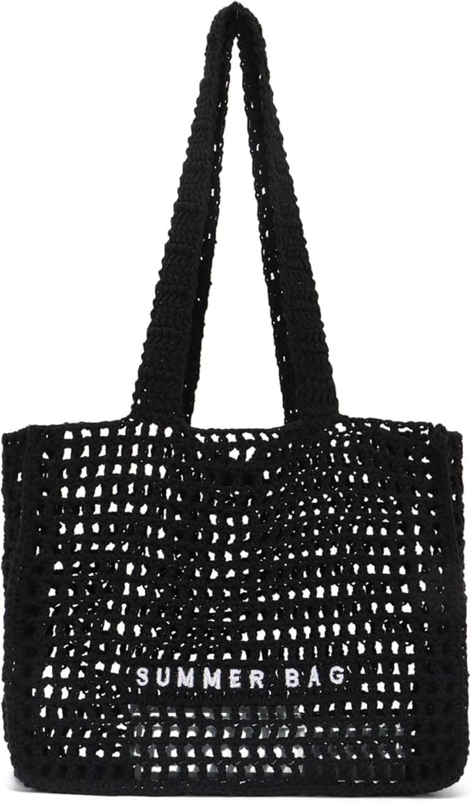 Freie Liebe Crochet Beach Tote Bag Summer Beach Bag for Women Large Knit Totes | Amazon (US)