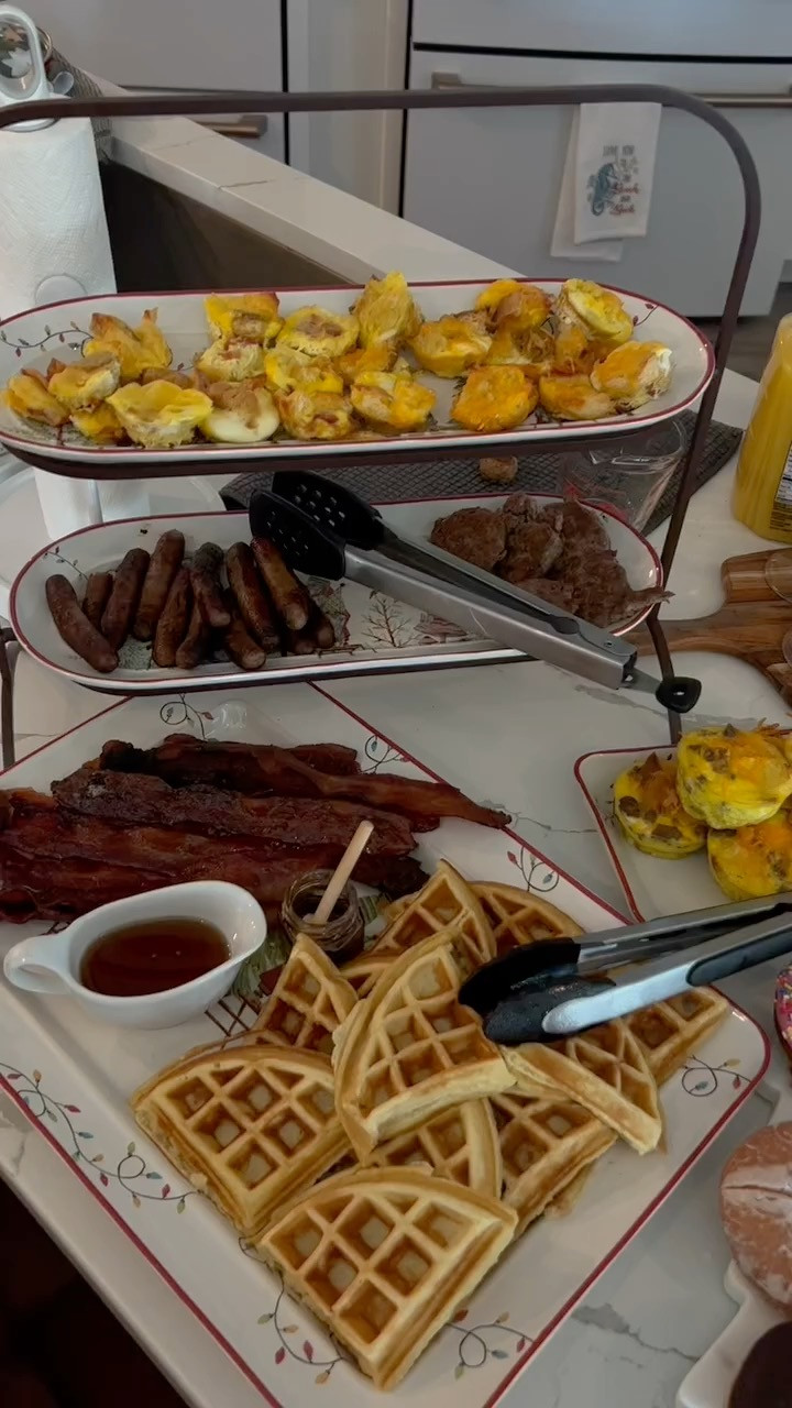 christmas morning tablescape and holiday hosting essentials. linking the cutest holiday platters and servers for holiday hosting! 

 #LTKHoliday #LTKHome