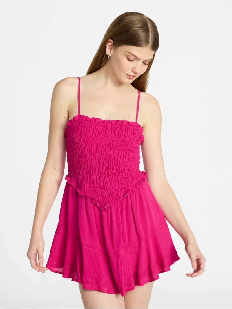 No Boundaries Smocked Romper, Women's XXS-XXL - Walmart.com | Walmart (US)