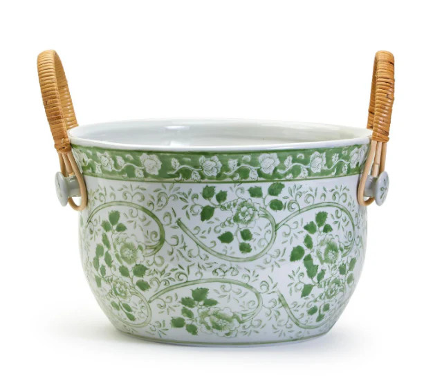 Green and White Party Bucket with Bamboo Handles | Paloma & Co.
