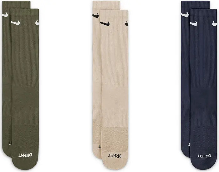 Dri-FIT Everyday Plus Assorted 3-Pack Crew Socks | Nordstrom