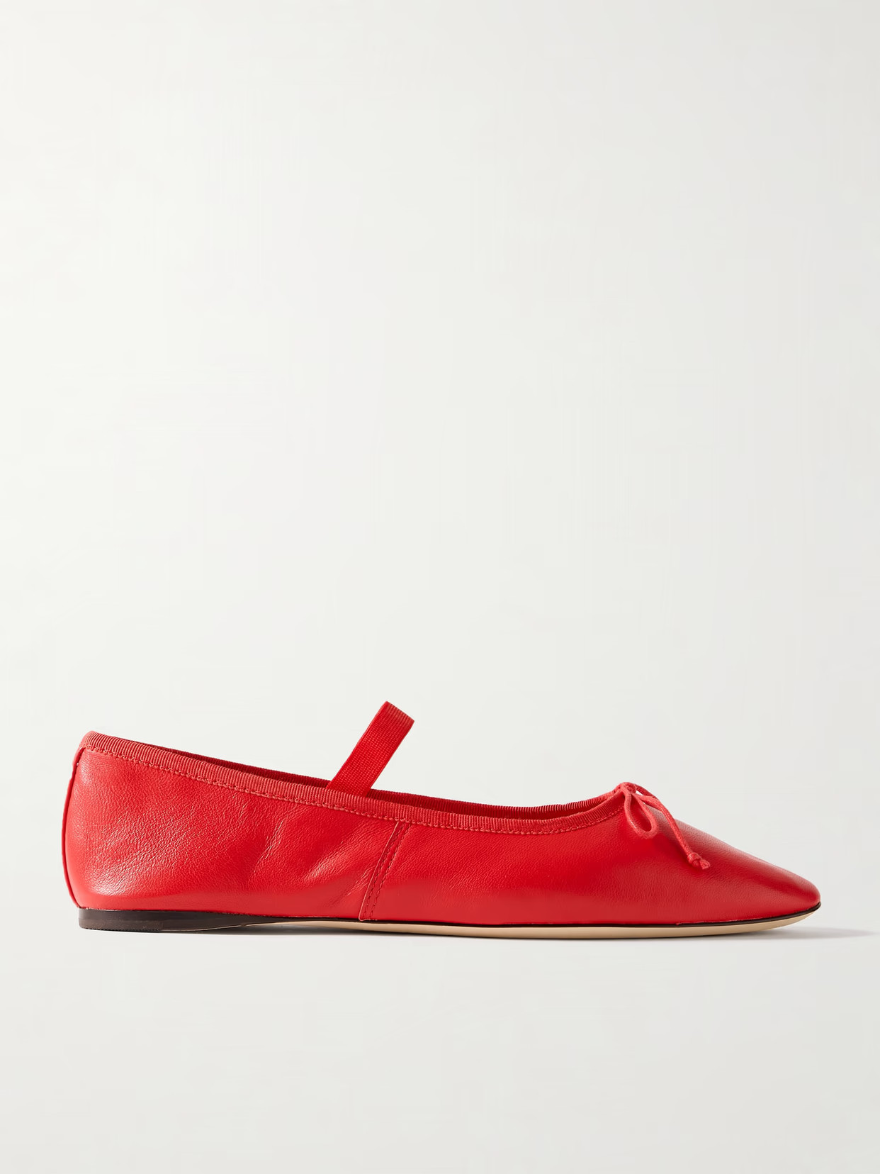 Loeffler Randall - Leonie Bow-embellished Leather Flats - Red | NET-A-PORTER (US)