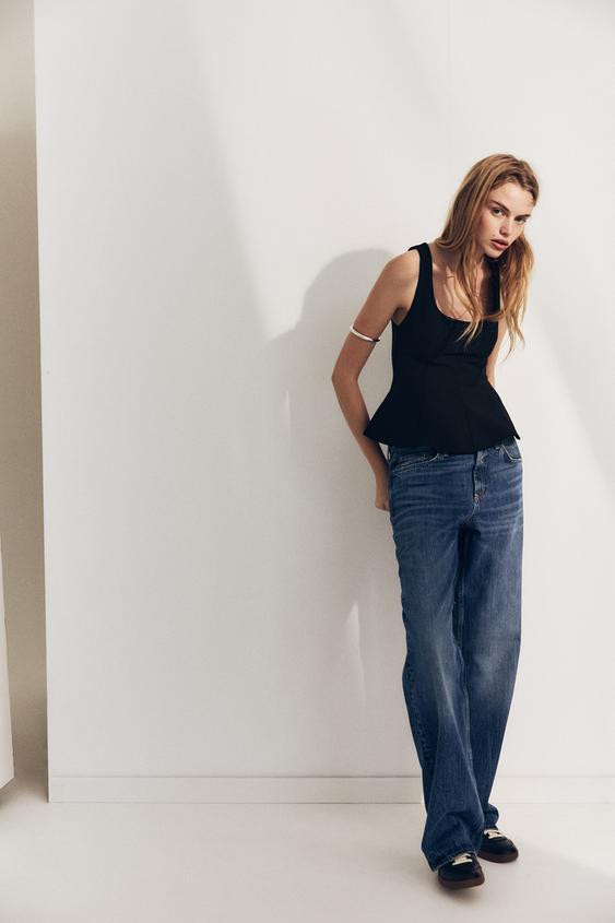 STRETCHY PEPLUM TOP | Zara US