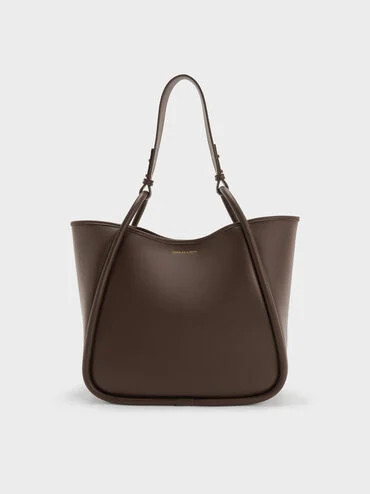 Lyla Tubular Slouchy Tote Bag
    
         - Espresso Brown | Charles & Keith US