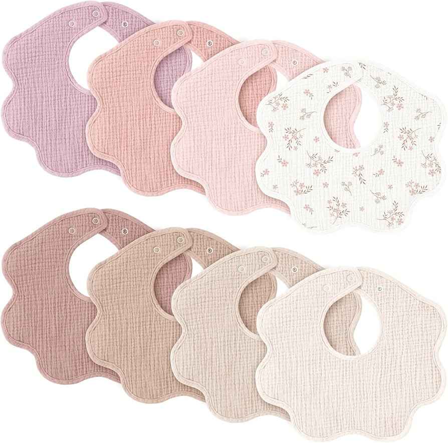 Konssy Muslin Baby Bibs 8 Pack, 100% Cotton Absorbent Bandana Drool Bibs for Teething and Droolin... | Amazon (US)