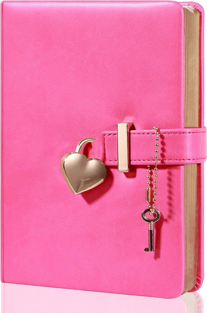 Heart Shaped Lock Diary with Key for Girls PU Leather Cover Journal Personal Organizers Secret No... | Amazon (US)