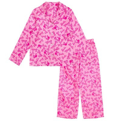 Barbie Big Girls Lounge Pajama Shirt and Pants Sleep Set Logo Pink 10-12 | Target