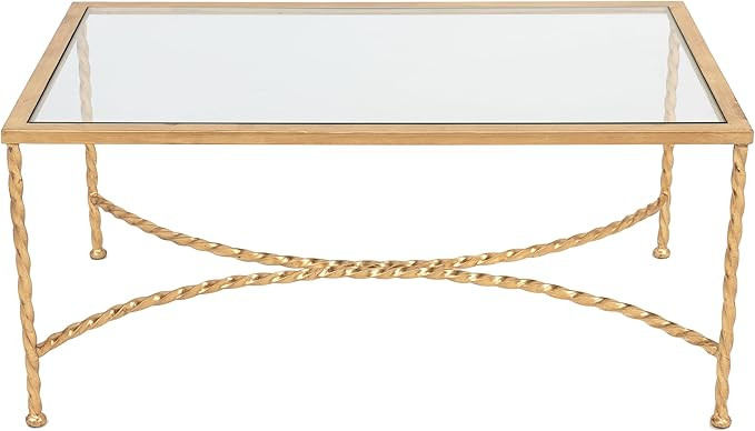 Safavieh American Homes Collection Matilda Gold Leaf Glass Couture Coffee Table | Amazon (US)