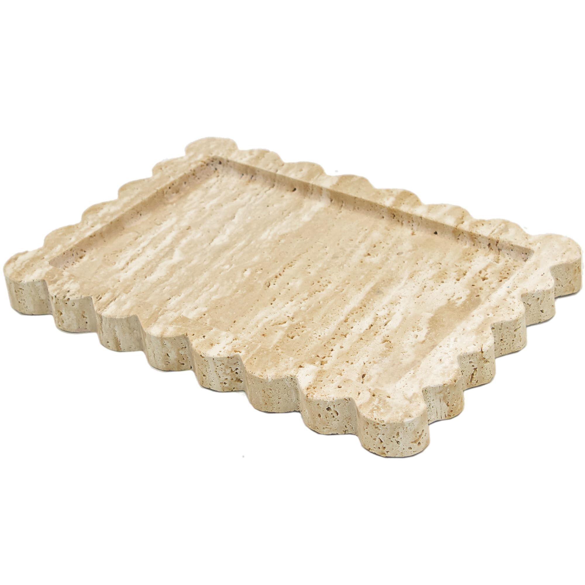 Genuine 100% Travertine Scalloped Marble Tray, Real Natural Marble Stone Trays, Luxury Marble Dec... | Amazon (US)