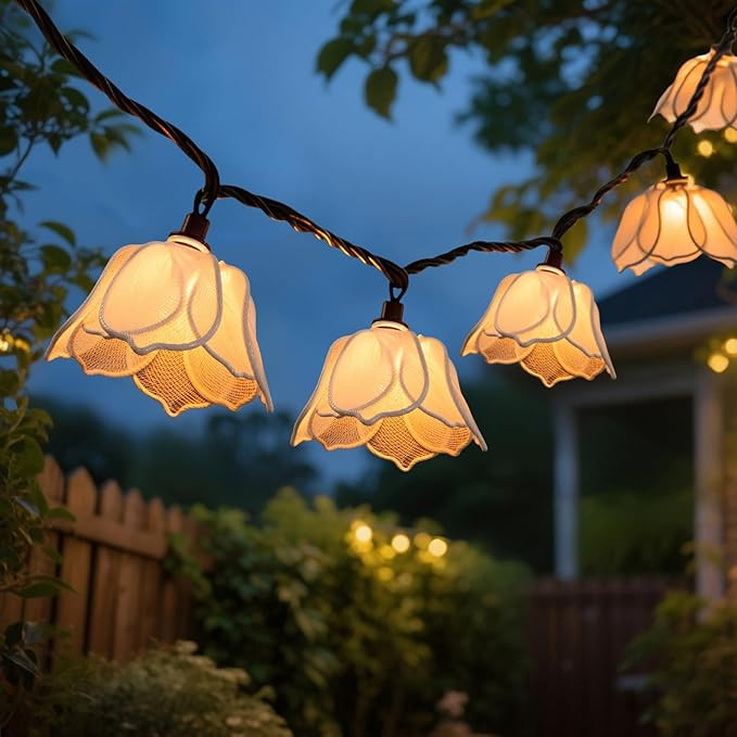 Decorative String Lights Plug in with 10 Bulbs, Flower Garland Fairy Lights Connectable Weatherpr... | Amazon (US)