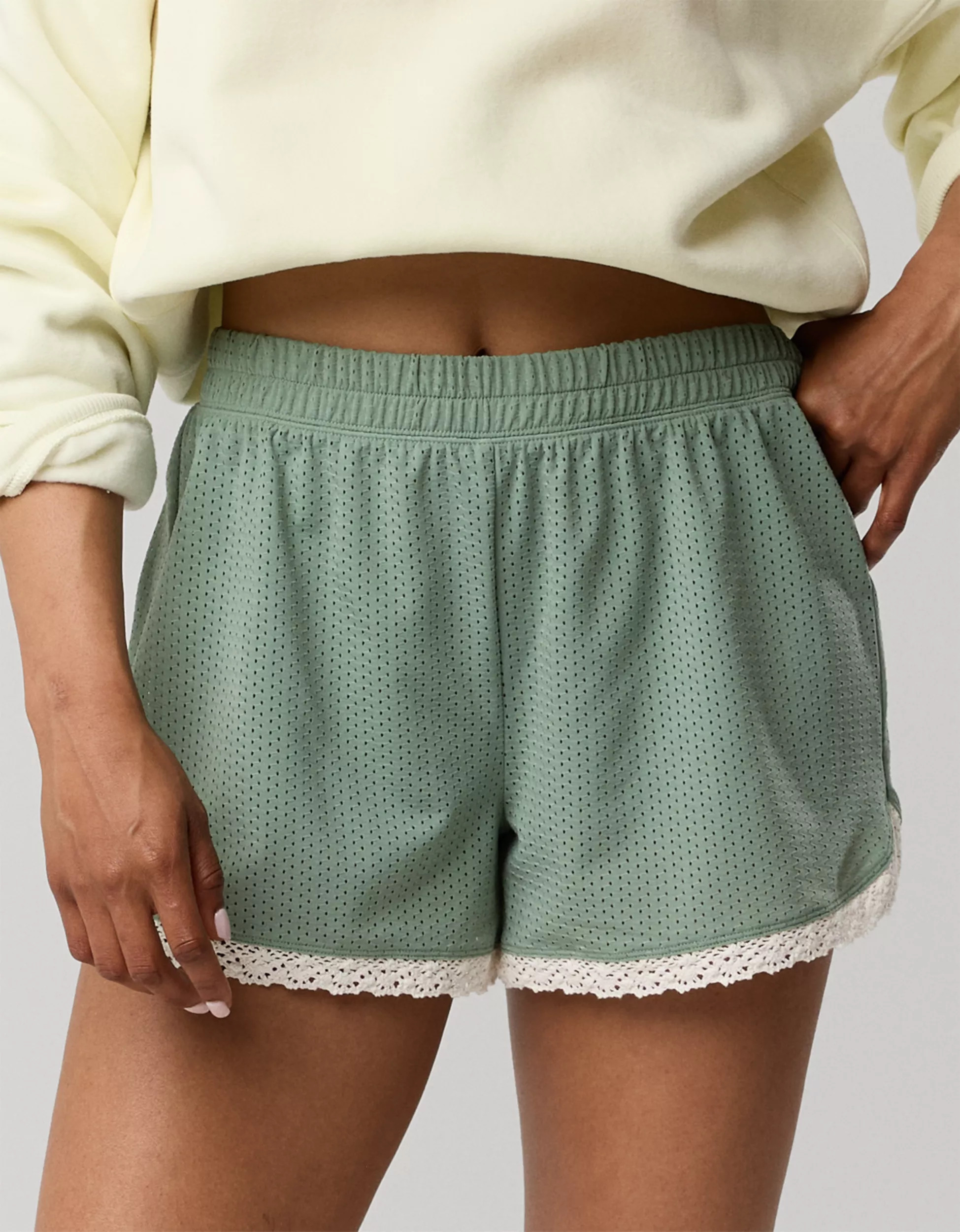 OFFLINE By Aerie Mesh Lace Short | Aerie