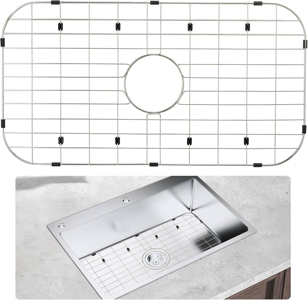 VEVOR Sink Protector Grid, 26"x14" Stainless Steel Sink Grates, Centered Drain Sink Grates with R... | Amazon (US)