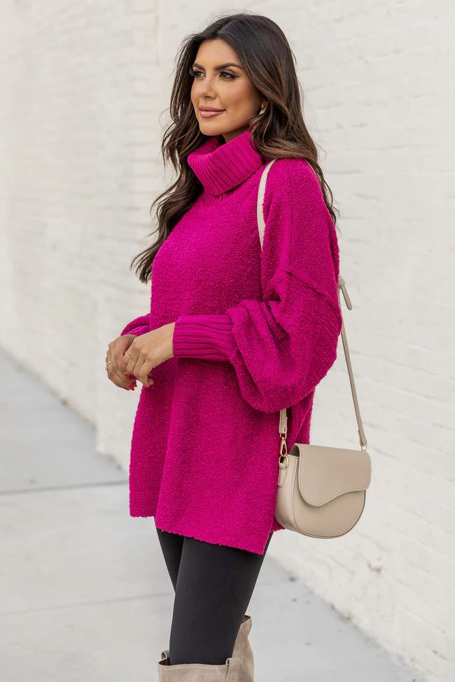 Haven't You Heard Fuchsia Turtleneck Sweater | Pink Lily