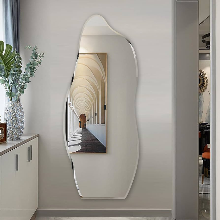 Irregular Wall Mirror Asymmetrical Accent Wall Mounted Mirror 19.6 x 47 Inch for Living Room Bath... | Amazon (US)
