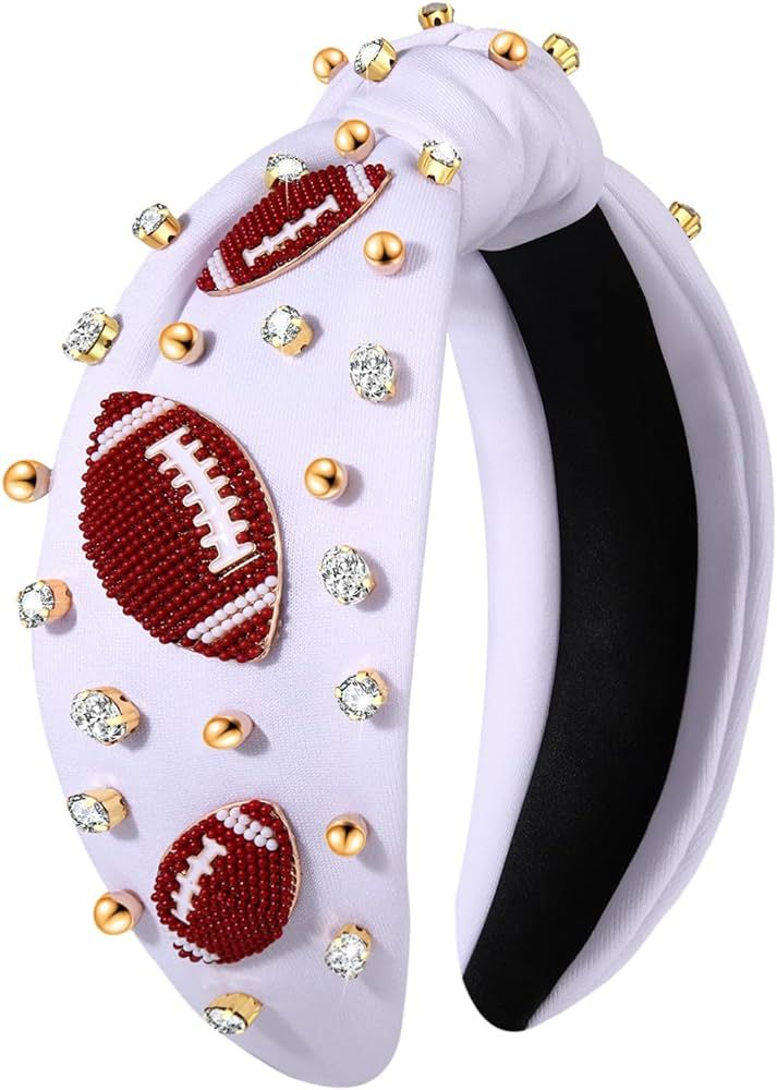 CEALXHENY Football Headband for Women Football Accessories Beaded Football Rhinestone Crystal Kno... | Amazon (US)