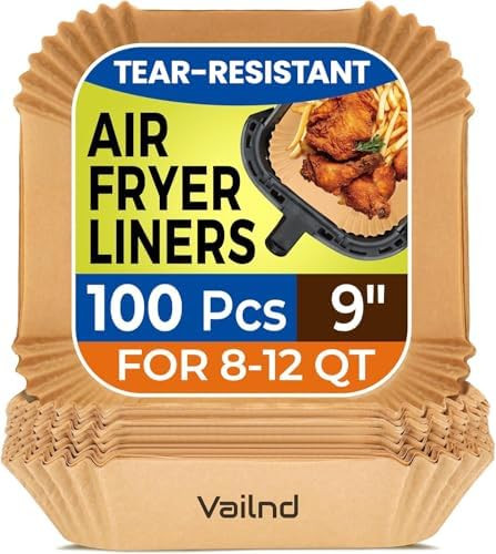 Vailnd Air Fryer Liners Disposable, 100Pcs 9 Inch Max Xl Large Cooker Airfryer Paper Liners, Oil ... | Amazon (US)