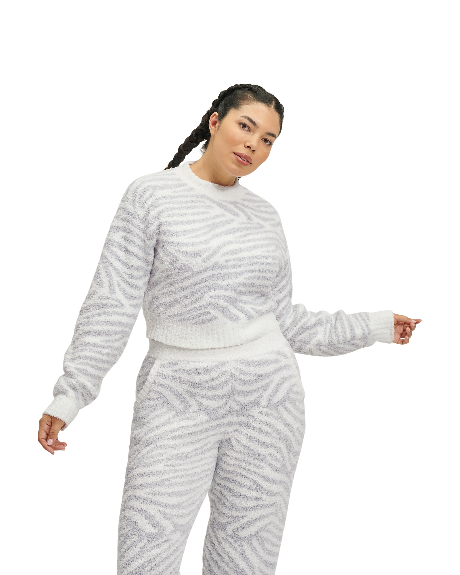 UGG Women's Heddie Mock Neck Sweater Cozy Knit Sweaters in Metal Grey Zebra, Size M | UGG (US)