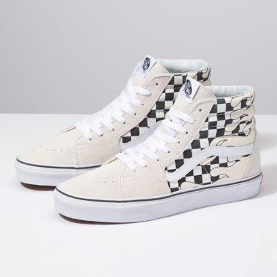 Vans Checker Flame SK8-Hi (Classic White True White) | Vans (US)