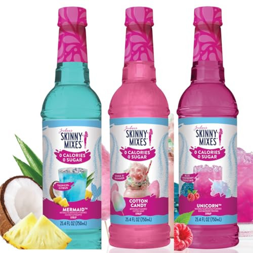 Jordan's Skinny Syrups Fantasy Collection Variety Pack: Sugar Free Mermaid, Sugar Free Unicorn, and Sugar Free Cotton Candy. (One 25.4 fl oz Bottle of Each Flavor) | Amazon (US)