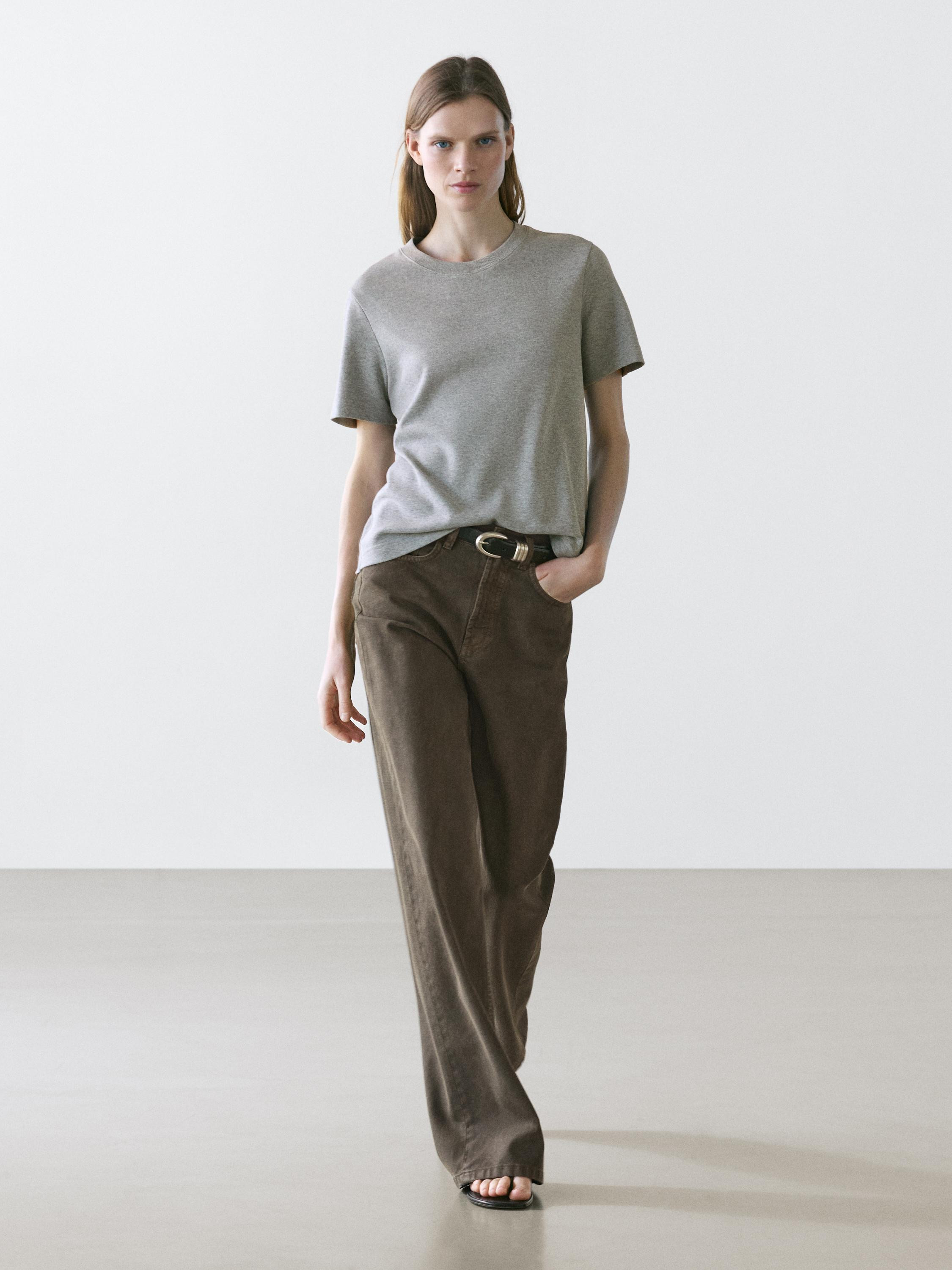 100% cotton interlock crew neck T-shirt | Massimo Dutti US