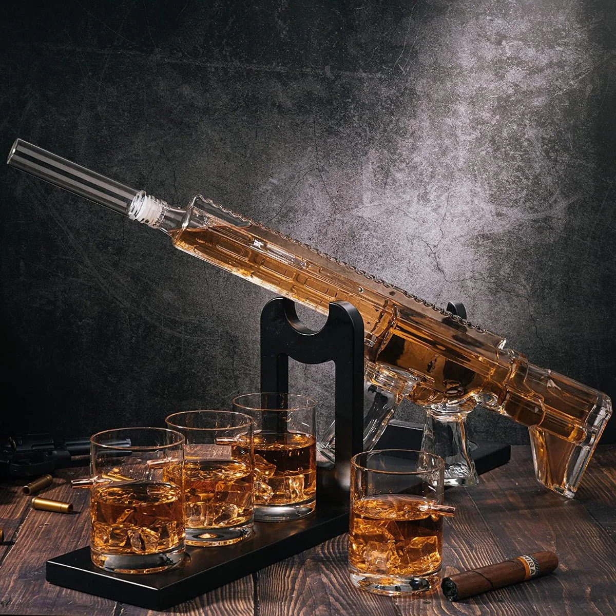AR-15 Whiskey Decanter with Bullet Glasses | HomeWetBar.com