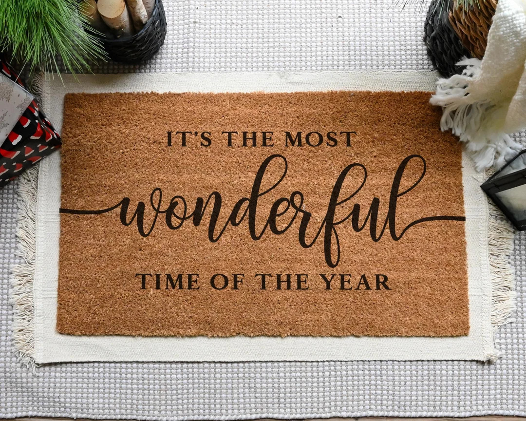 Most Wonderful Time of the Year Sign, Merry Christmas Doormat, Holiday Doormat, Christmas Decor, ... | Etsy (US)
