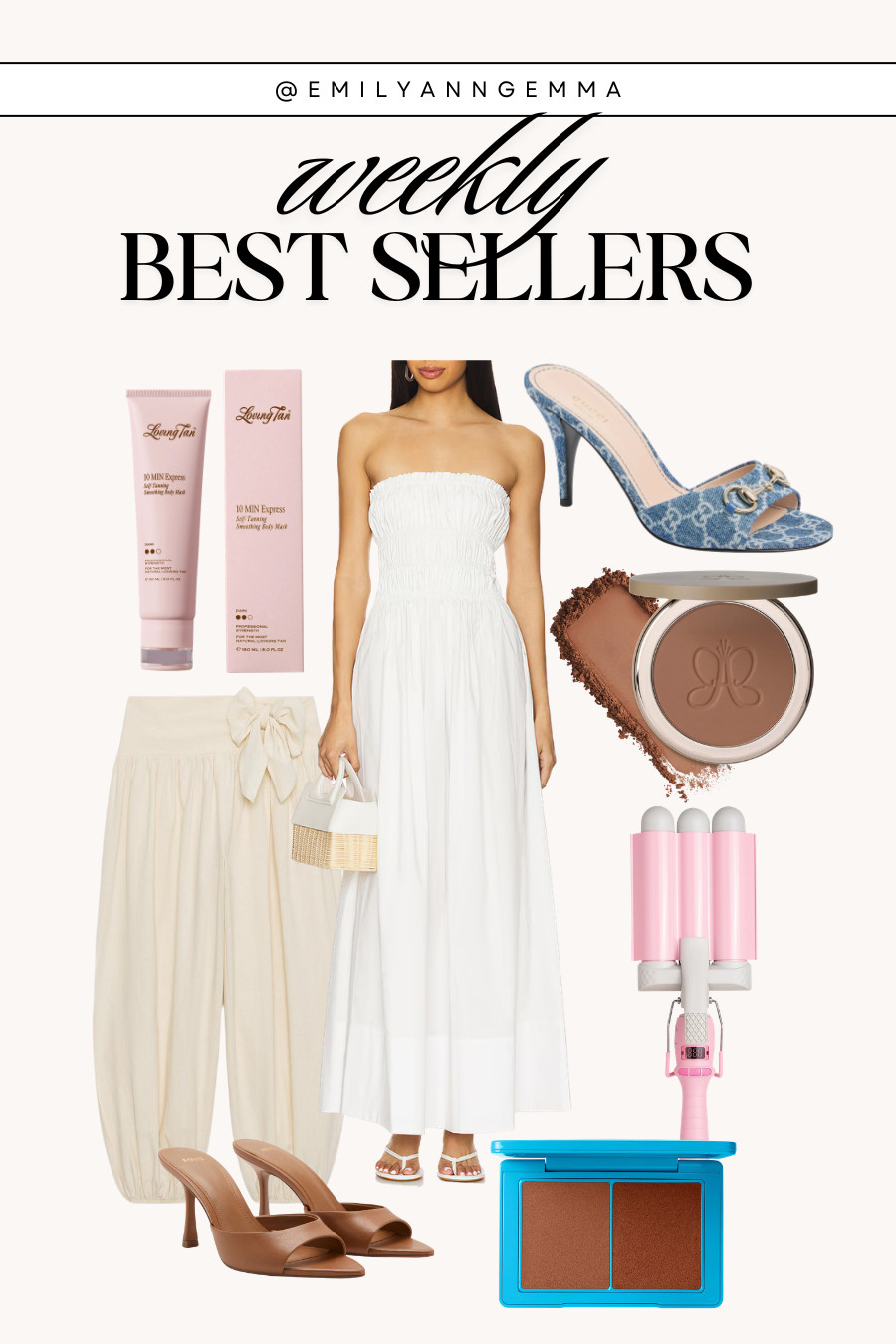 Weekly best sellers! 💓

Summer dresses
Beauty
Bronzer
Gucci heels
Mermaid waver
Loving Tan
Vacation inspo
Emily Ann Gemma 

 #LTKgrwm #LTKootd #LTKBeauty