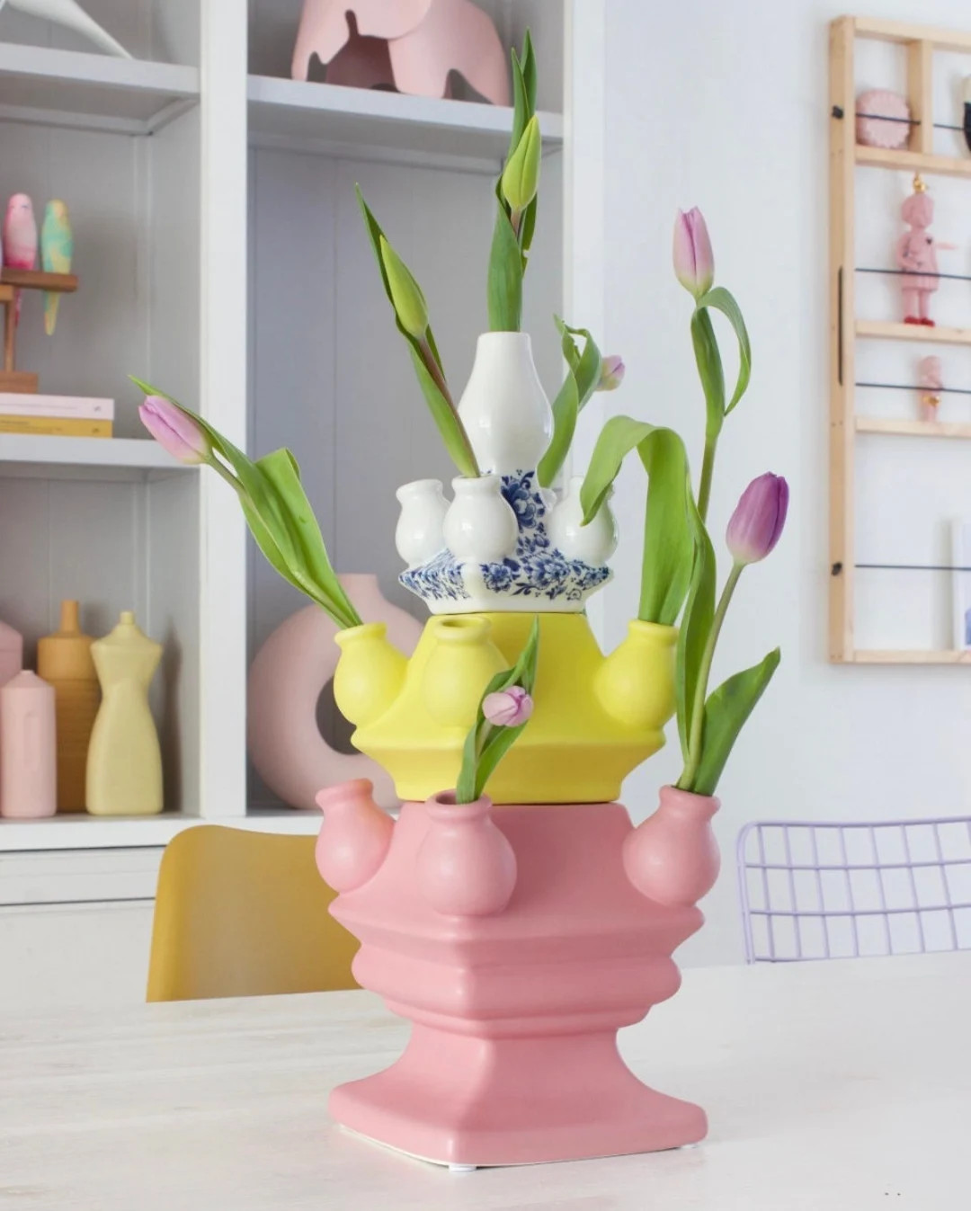 Bottom part for tulipiere, pyramid vase, create your own tulip vase! Matte colors: yellow, green,... | Etsy (US)