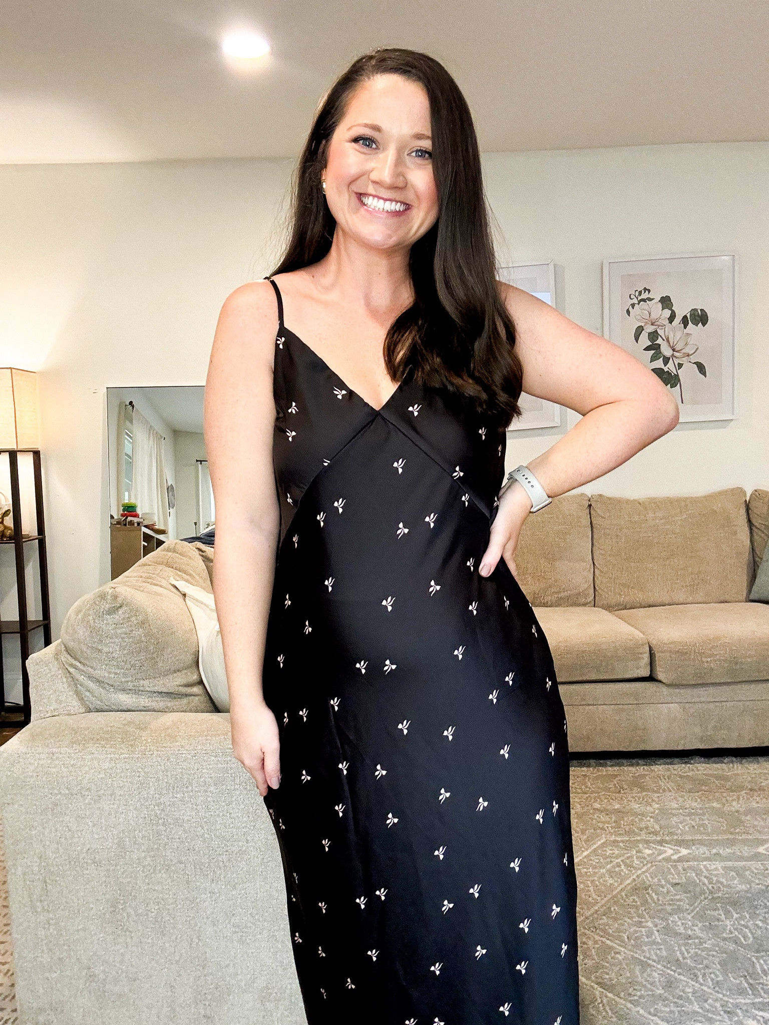 Slip dress. Midi dress. Black dress. Bow dress. Winter dress. Wedding guest dress  