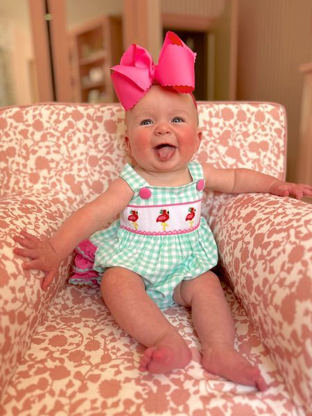 FLAMINGOS!! From our fav the smocked flamingo! Margot is wearing a size 6m 

#LTKBaby #LTKFindsUnder50