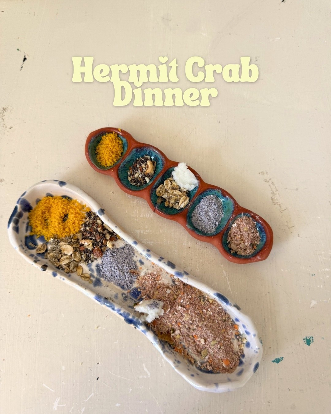 Food I used for my hermit crabs dinner 