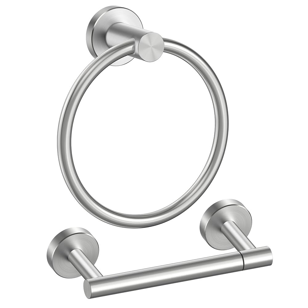 FORIOUS Brushed Nickel Toilet Paper Holder Wall Mount, SUS304 Stainless Steel Double Post Pivotin... | Amazon (US)