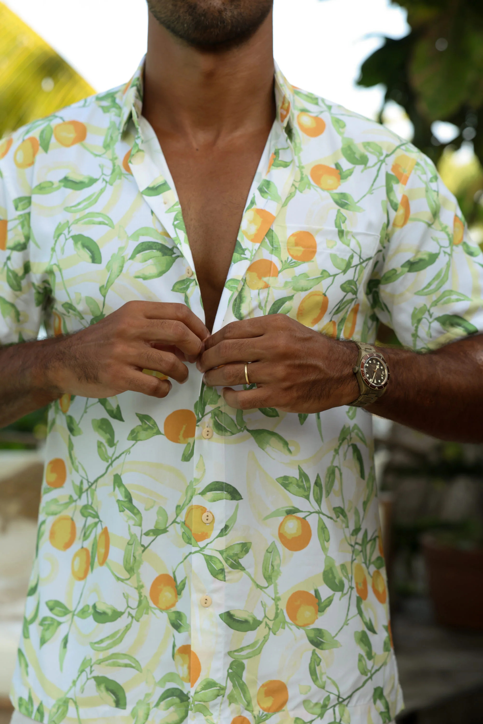 The Valencia - Short Sleeve Orange Print Shirt by Kenny Flowers | Kenny Flowers