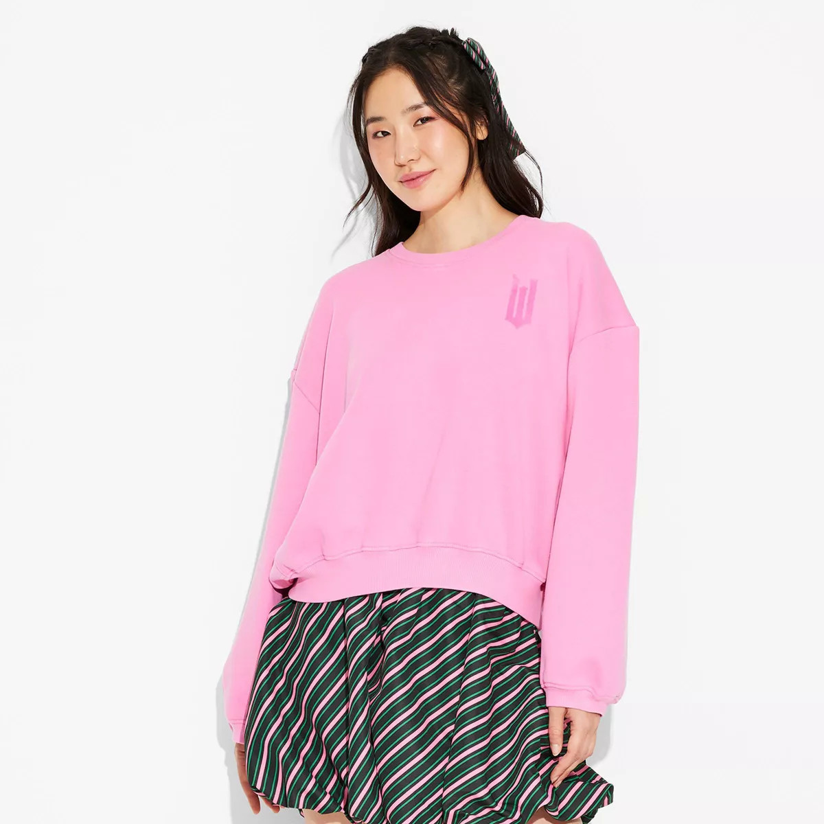 Adult Wicked Defy Gravity Crew Fleece Graphic Sweatshirt - Pink XXS | Target