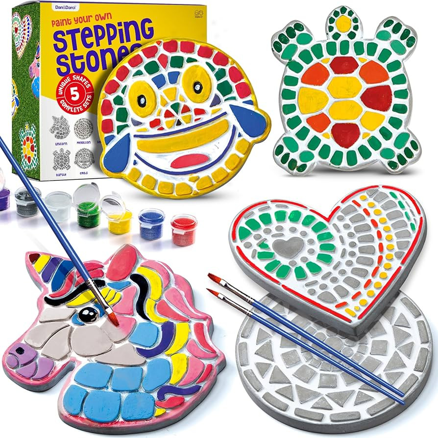 Stepping Stones Painting Kit for Kids - Outdoor Crafts - Paint 5 Garden Stone - Unicorn Craft Kit... | Amazon (US)