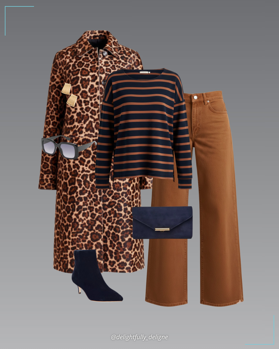 Everyday Elevated with La Ligne 🤎💙 The long sleeve Breton tee and Isadora high-rise wide-leg jean from La Ligne, layered with the Caro coat and accessorized with Ralph Lauren suede booties, a suede clutch, squared-frame sunglasses & linear post earrings. 

 #LTKgrwm #LTKootd #LTKOver40