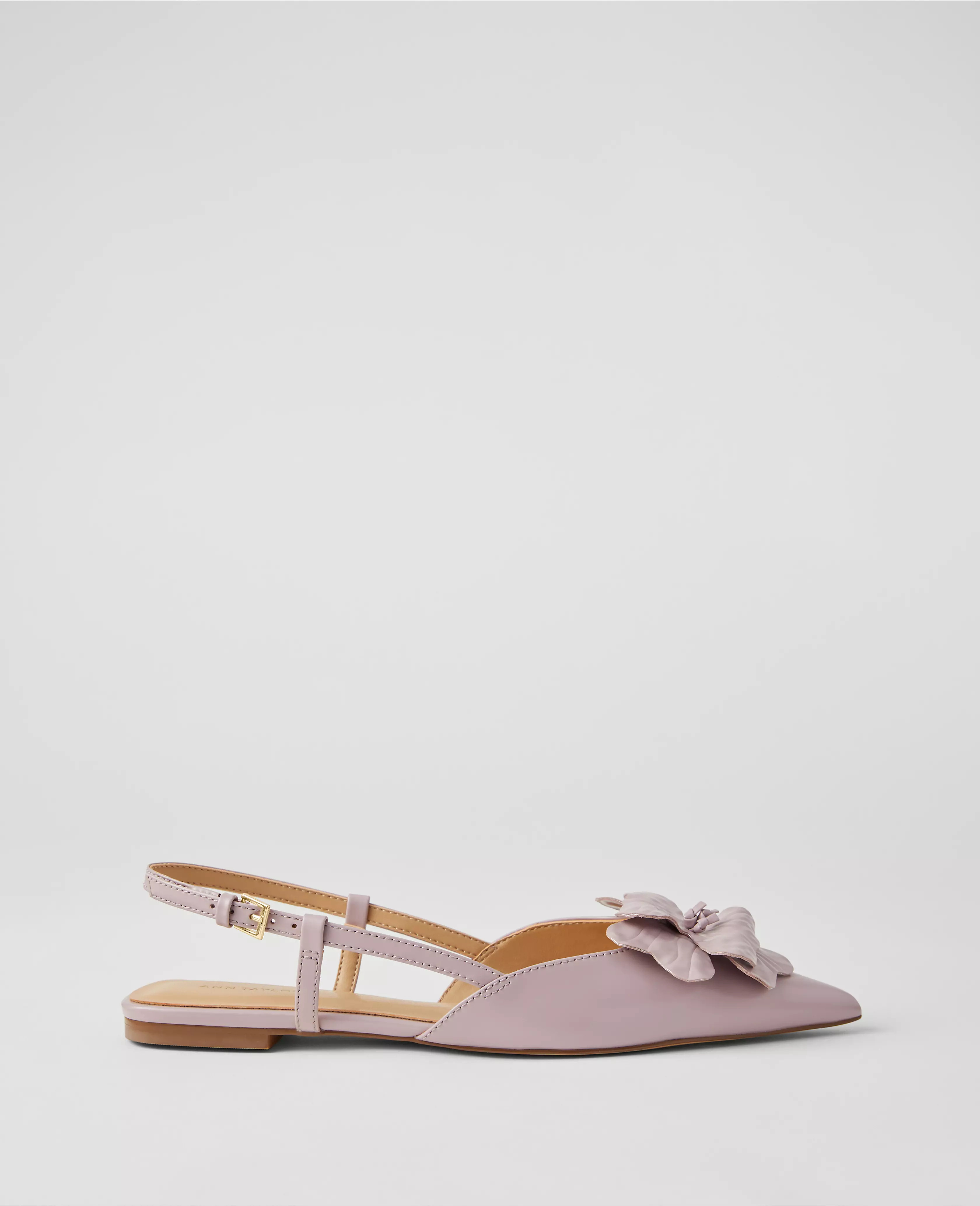 Flower Nip Toe Leather Slingback Flats | Ann Taylor