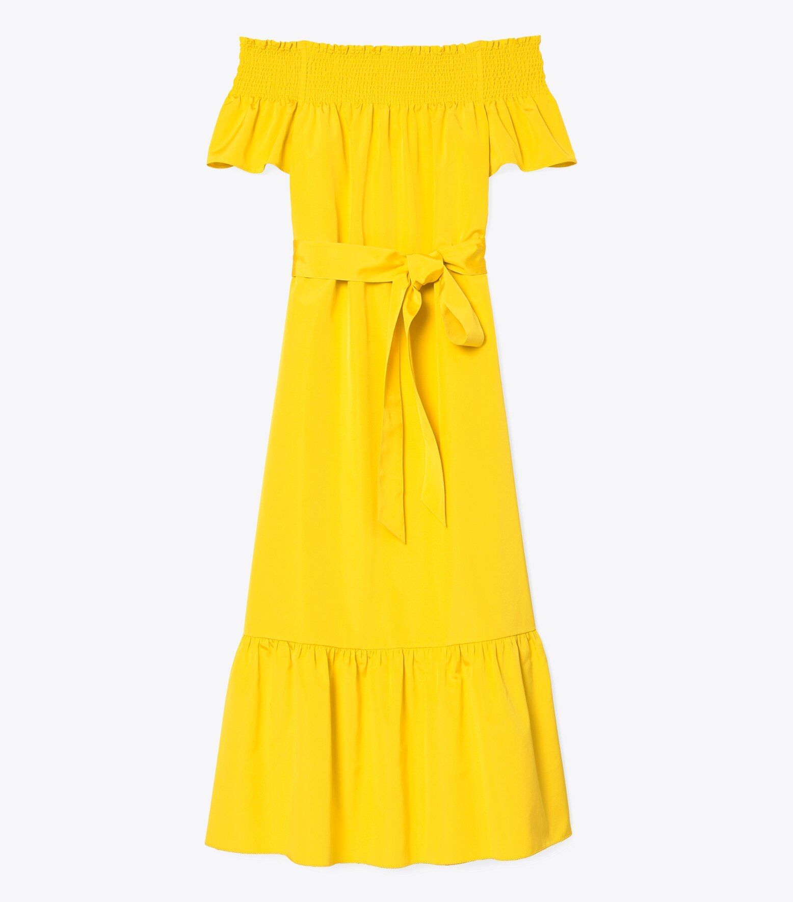 Smocked-Shoulder Tie-Front Dress | Tory Burch (US)