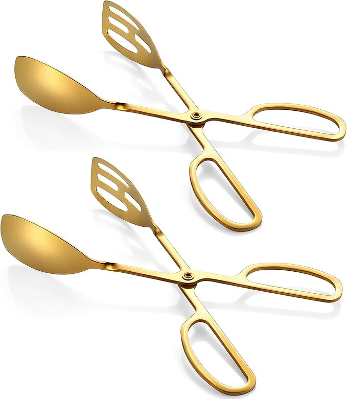 Salad Tongs for Serving 2 Pack - Premium Stainless Steel Scissor-Style, Non-Toxic, Heat-Resistant... | Amazon (US)