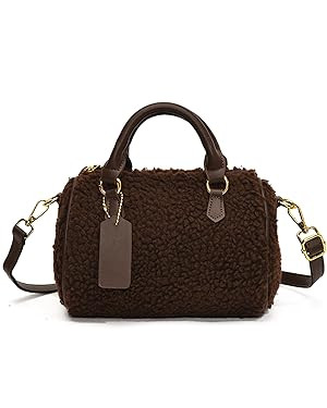 Lamb Wool Handbag for Women Soft Plush Shoulder Bag Fluffy Tote Bag Crossbody Bag Furry Top Handl... | Amazon (US)