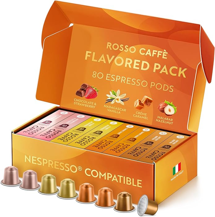 ROSSO CAFFÈ Espresso Coffee Pods for Nespresso Original Machines - 80 Capsules Flavored Pack, 4 ... | Amazon (US)