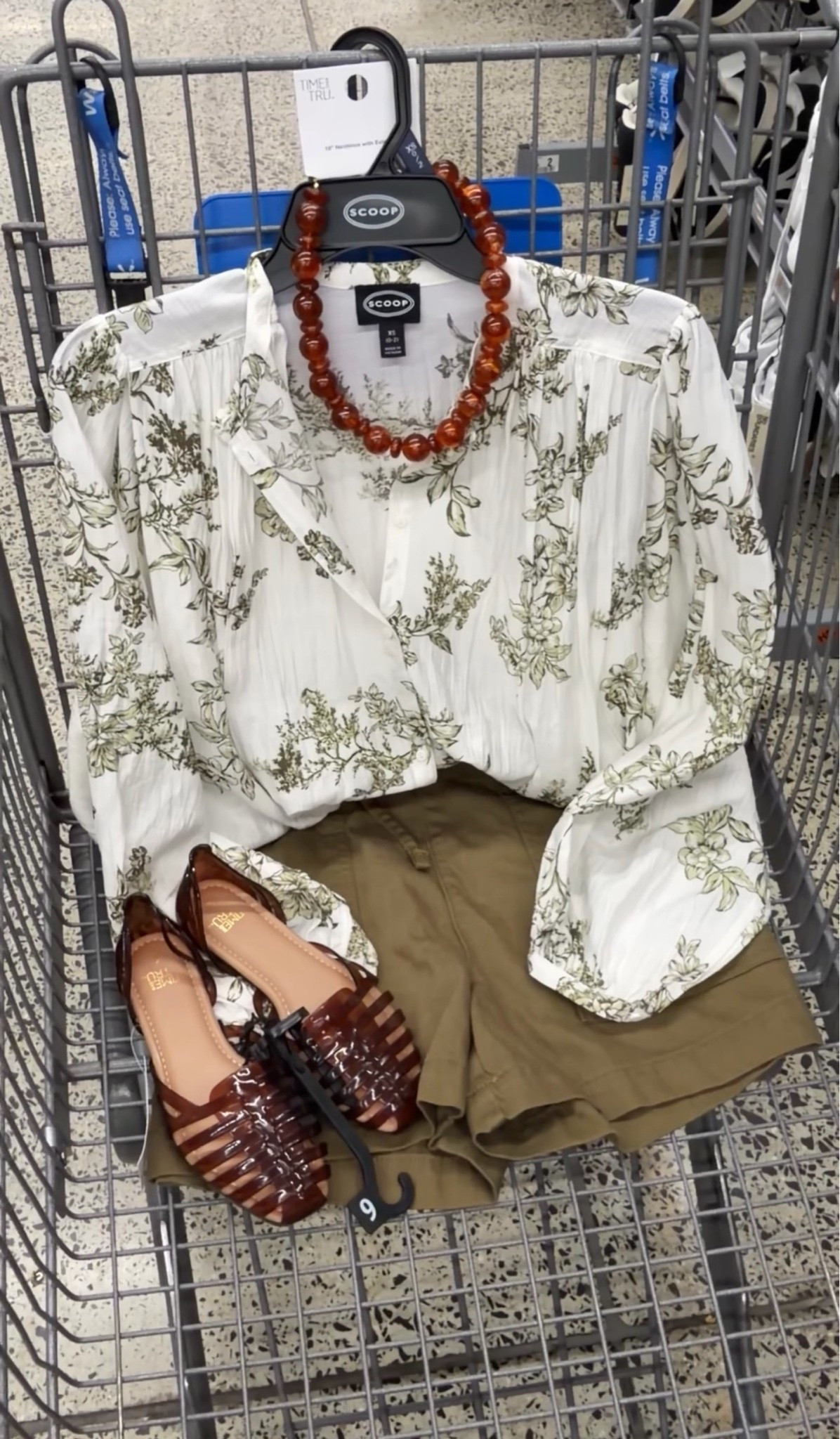 Walmart outfit idea in this sophisticated color palette of olive green, white and amber brown. Shorts have been restocked! They do run small IMO, go up a size. Top fits tts. #walmartfashion