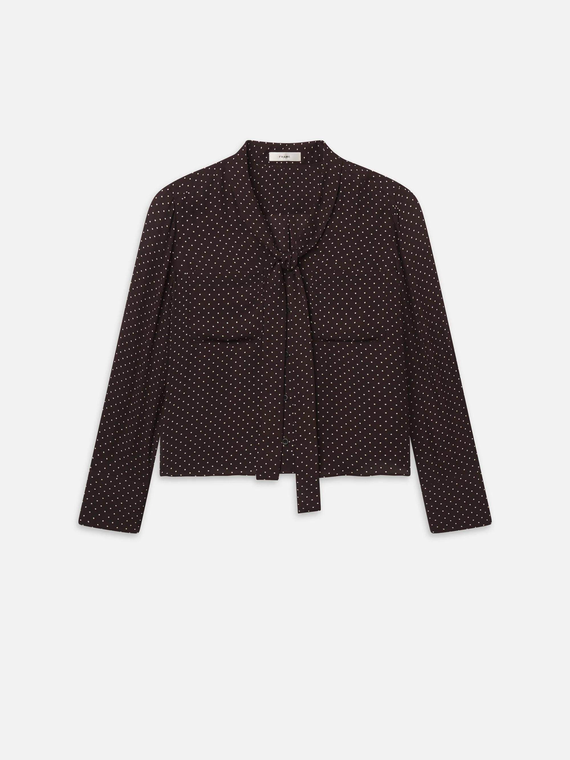 The Modern Tie Blouse -- Mahogany Polka Dot | Frame Denim