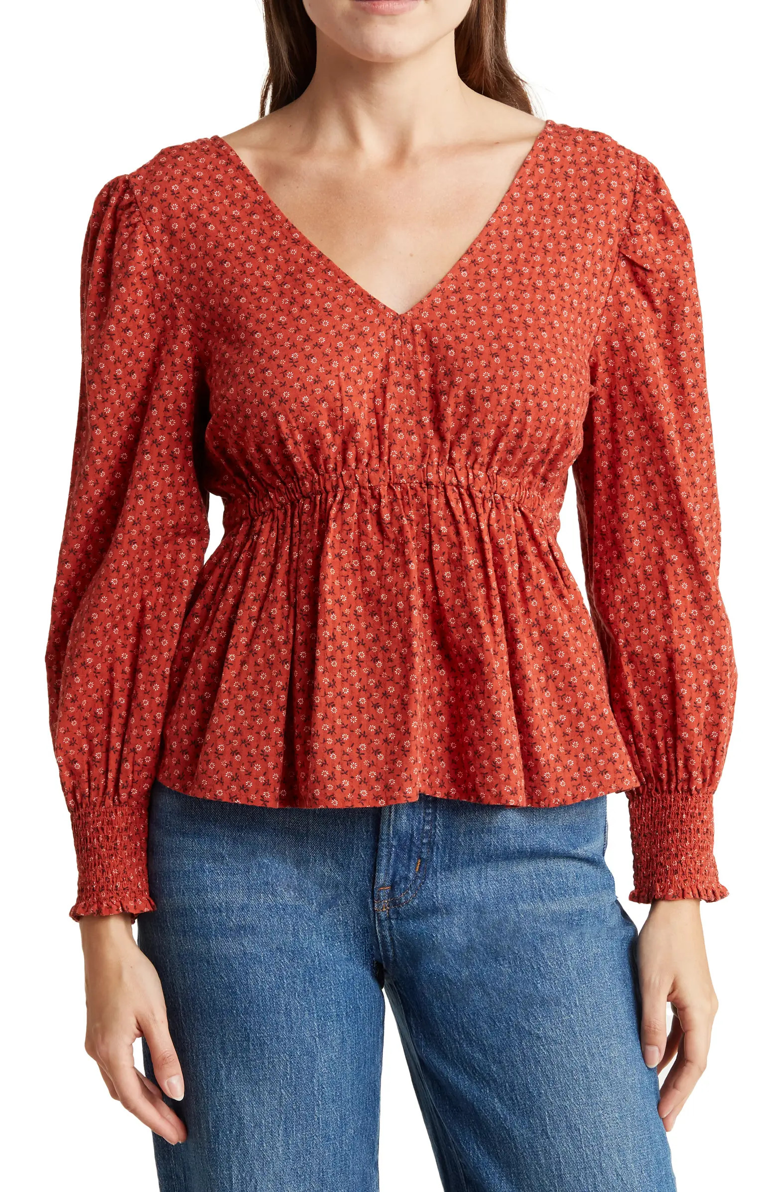 Madewell Campden Daisies Tie Back Peplum Top | Nordstromrack | Nordstrom Rack