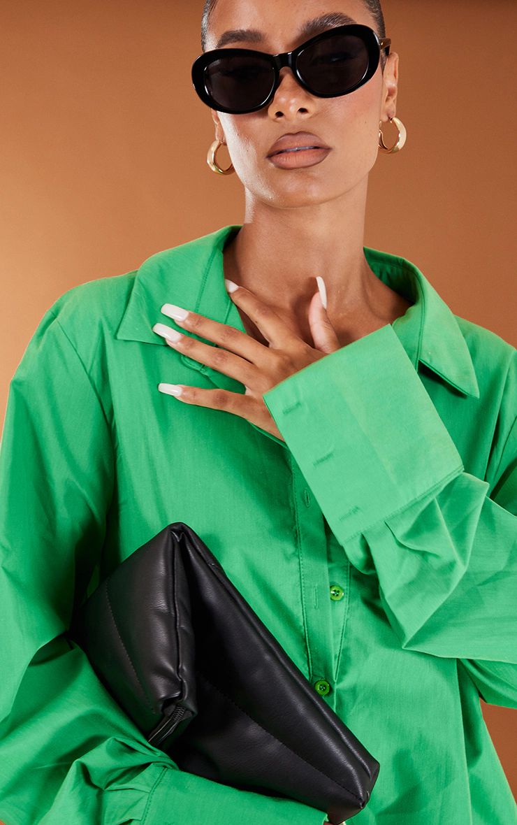 Green Oversized Cuff Shirt | PrettyLittleThing US